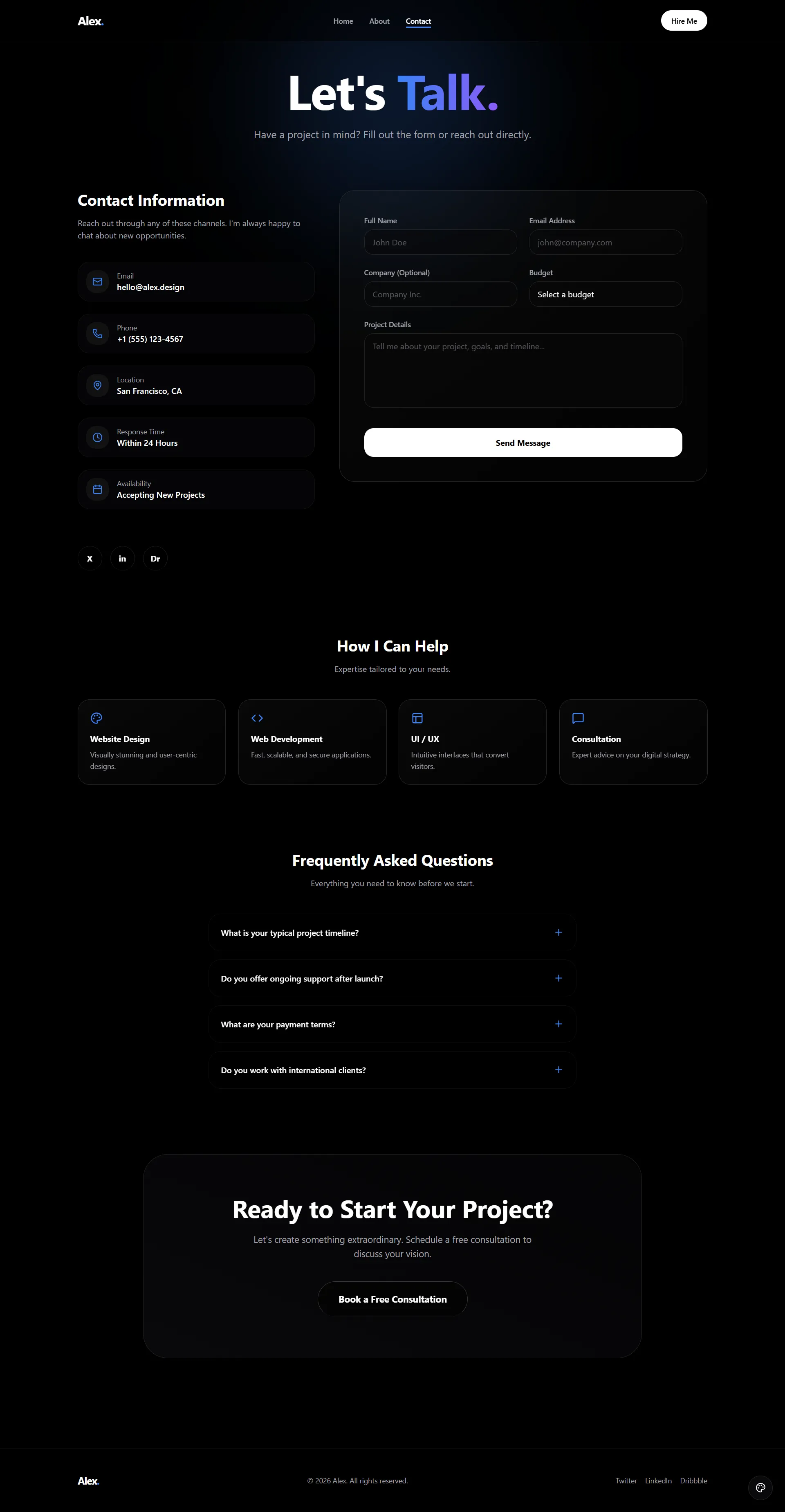 Freelancer Template - Contact